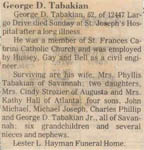 Link George D. Tabakian Obit